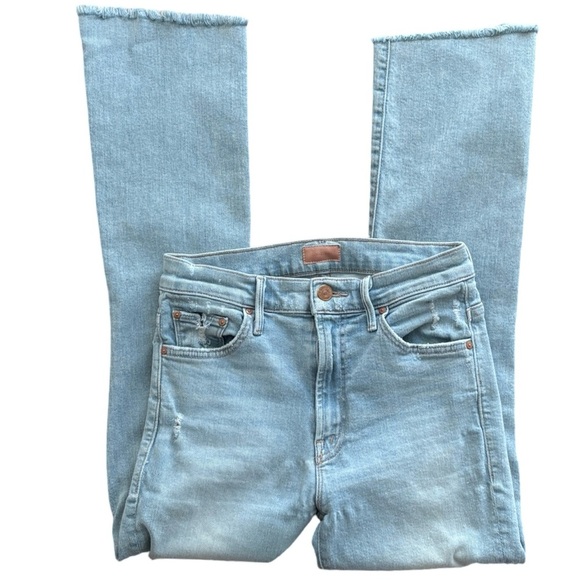 MOTHER The Insider Crop Step Fray Denim Jeans Free Hugs Distressed Wash Size 27 - Picture 12 of 14